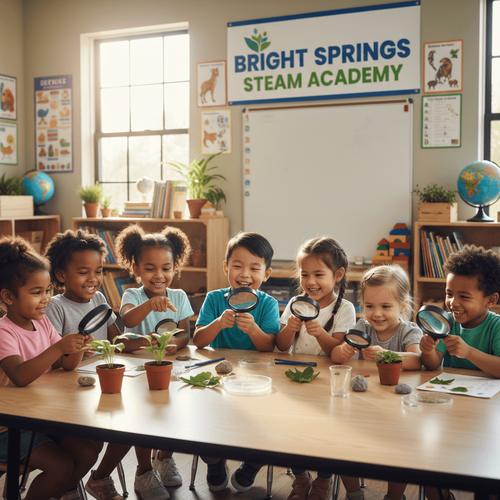 Children exploring nature and science through hands-on discovery