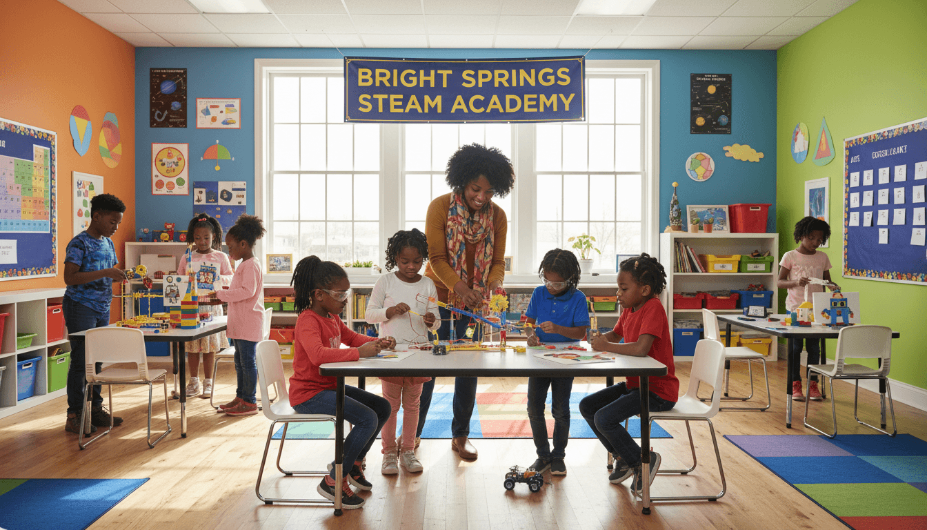 Black school-age children doing homework and STEAM activities with teacher after school