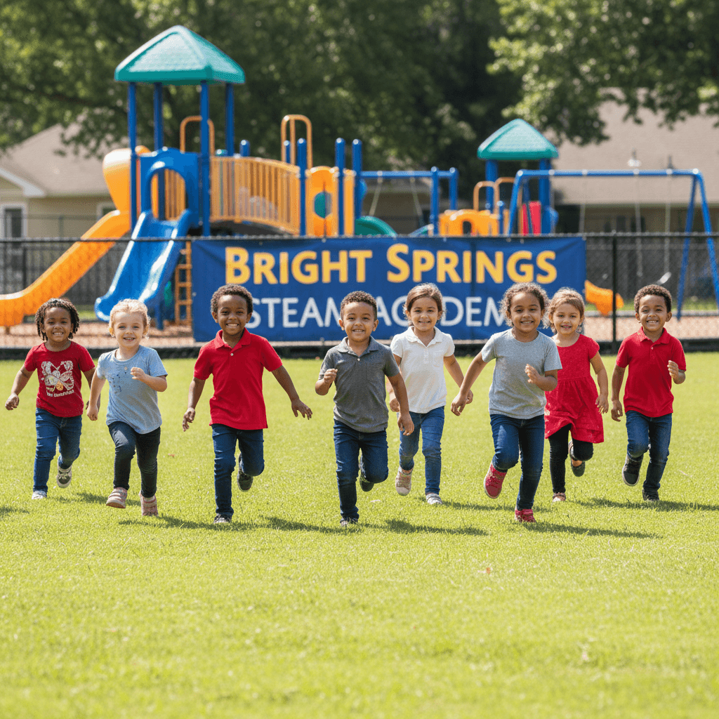 Children playing outdoors in a natural garden learning environment